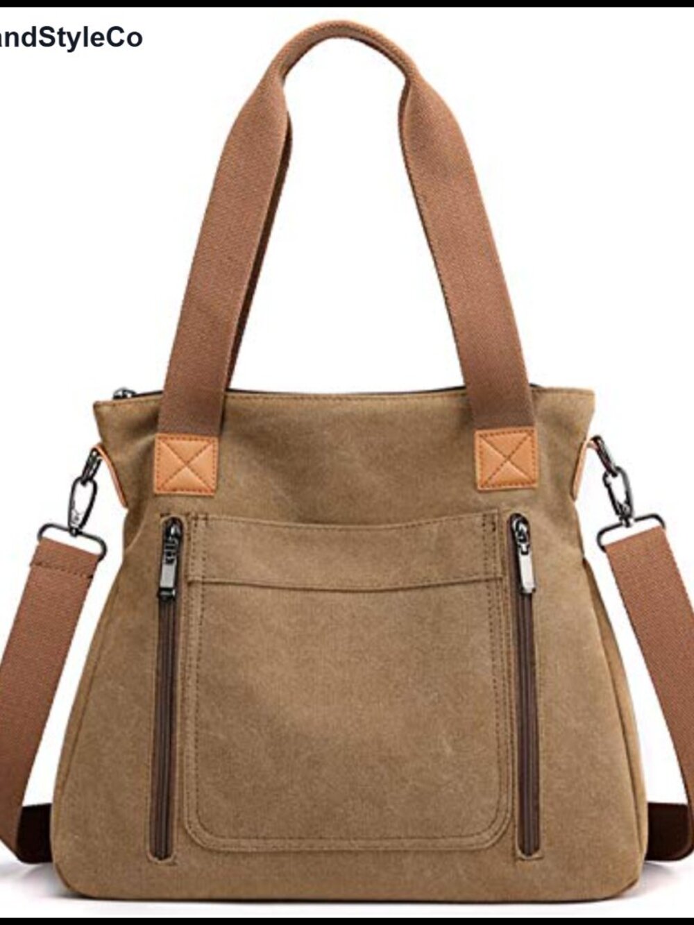 Women's Canvas Tote Bag Work Shoulder Crossbody Vintage Multi-pocket Handbag